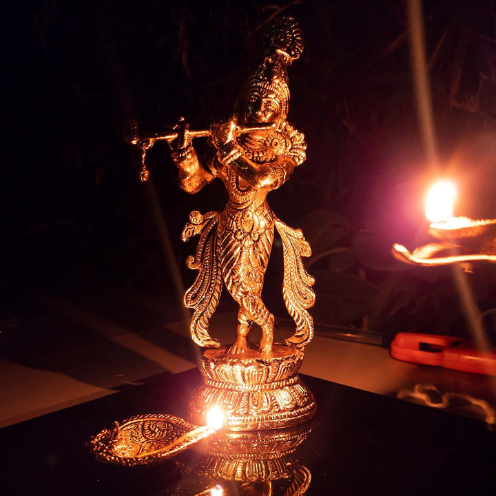 WC_Lord Krishna mit Bansuri Krishna Statue Figur mit Murli Bansi Murlidhar Kishna Idol für indische