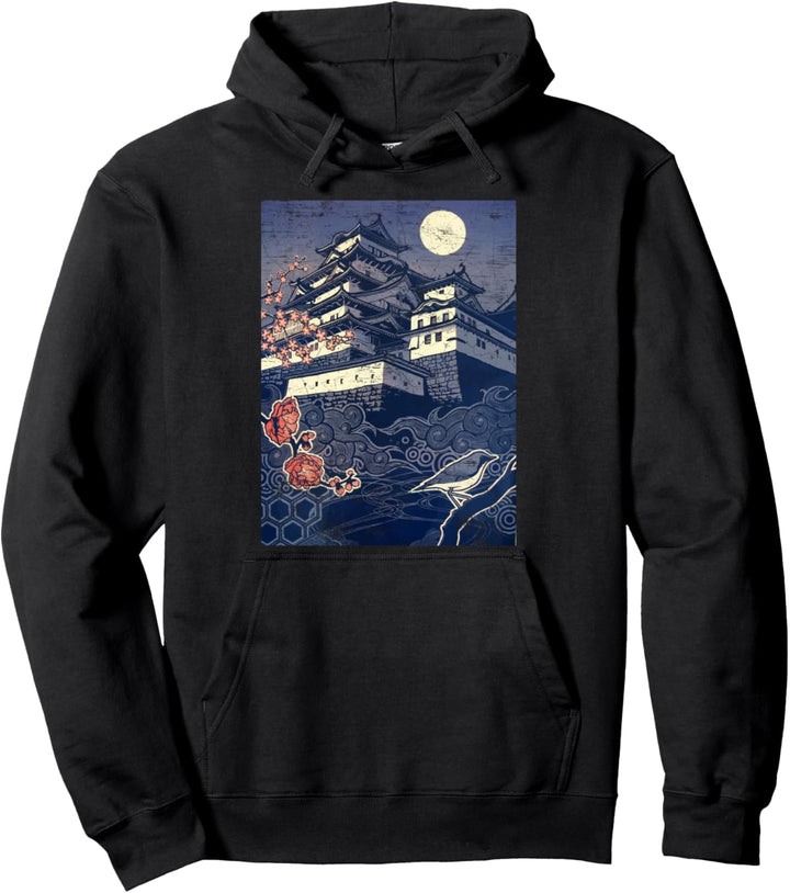 Japanese Castle Temple Anime Japan Vintage Retro Aesthetic Pullover Hoodie