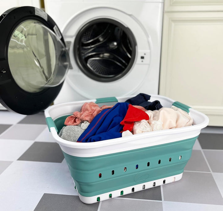 SAMMART 42L Faltbarer Wäschekorb aus Kunststoff – Faltbarer Pop-Up-Aufbewahrungsbehälter/Organizer –