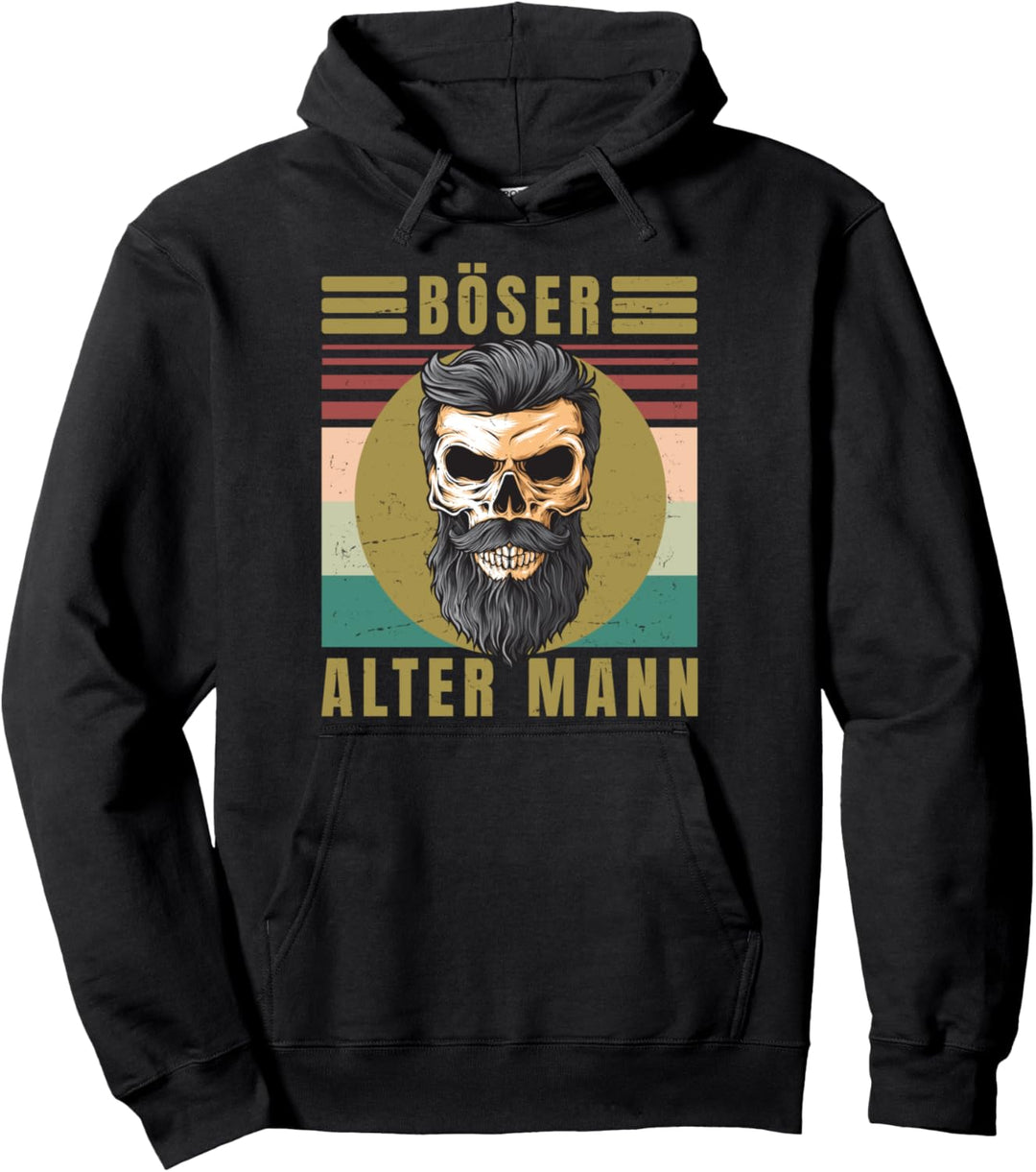Herren Böser alter Mann - Totenkopf Vintage - Biker - Gang Pullover Hoodie