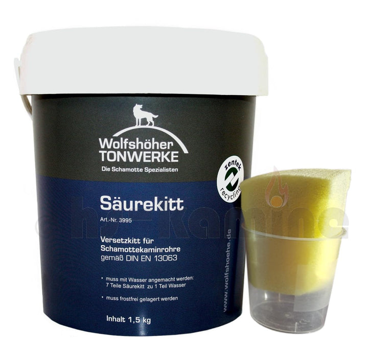 1,5 kg Säurekitt Schornsteinkleber zum Verkleben von Schamotterohr, Keramikrohr, Schornsteinrohr