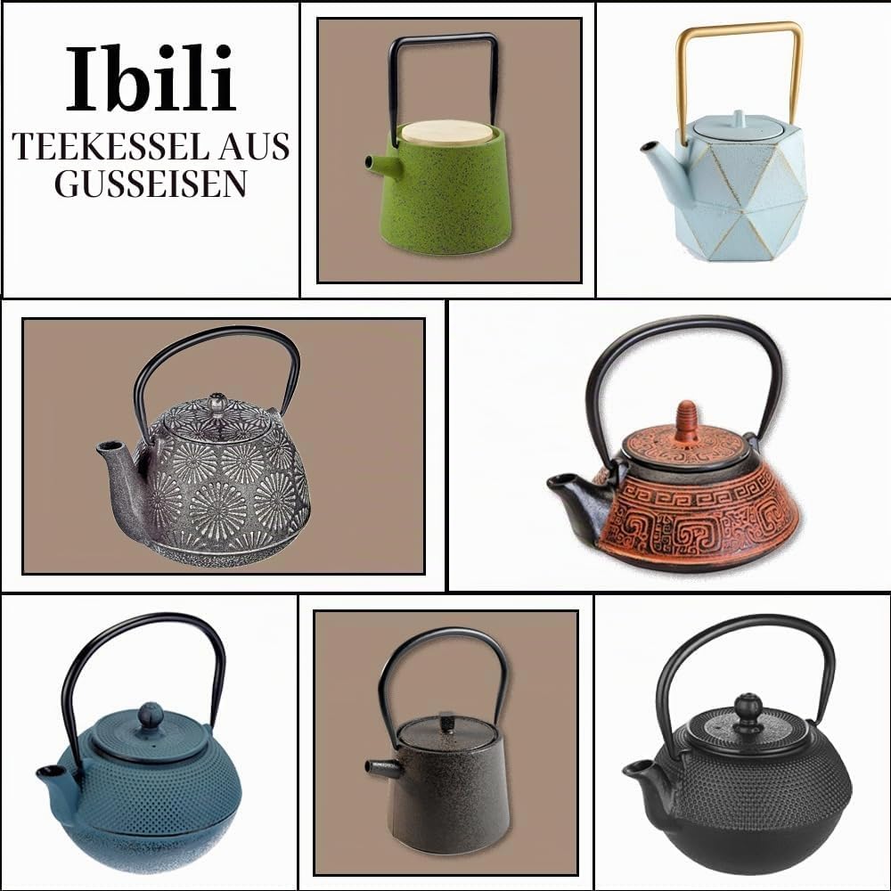 IBILI - Teekocher aus gehärtetem Eisen Bali, 1,2 Liter, innen emailliert, geeignet für Induktionsher