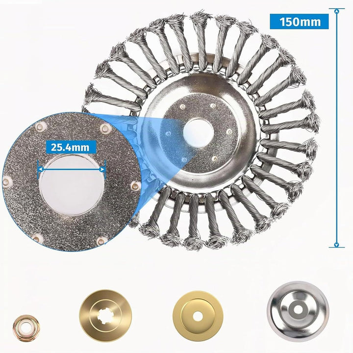 Unkrautbürste für Freischneider 150 x 25,4 mm StahlbüRste Unkrautbuerste Wildkrautbürste für Motorse