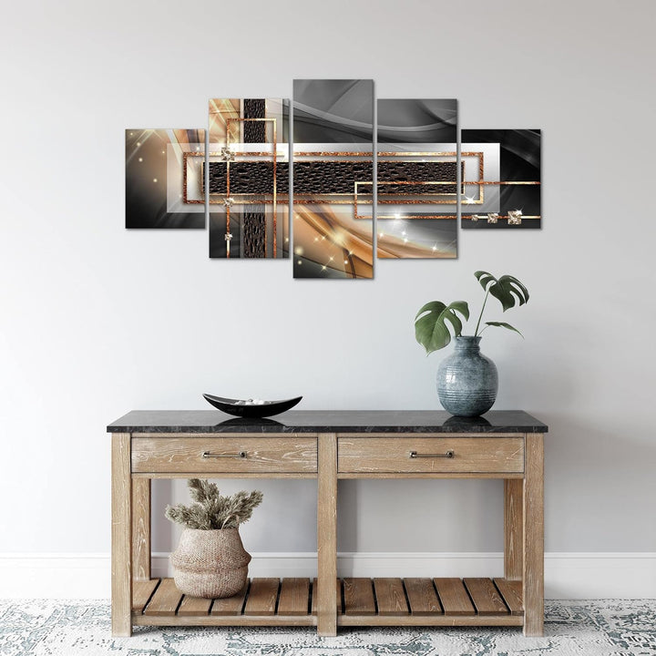 Runa Art Wandbilder Abstrakt 5 Teilig Bild auf Vlies Leinwand Deko Wohnzimmer Schlafzimmer Diamant B