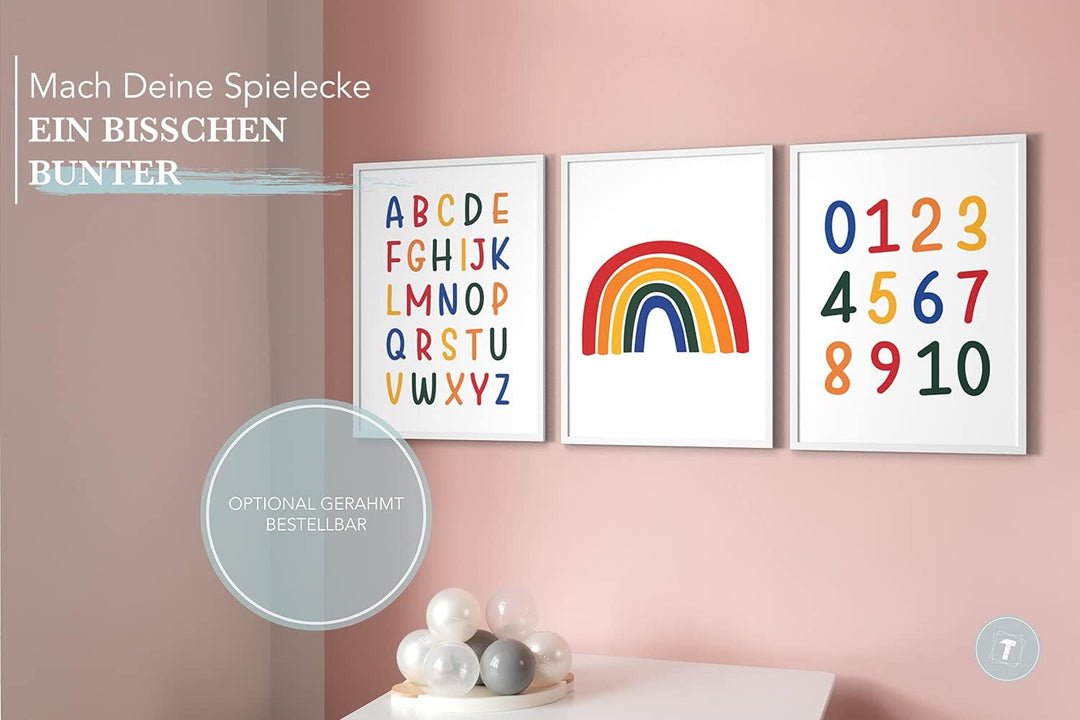 Papierschmiede® Kinderposter 3er Set Lernposter, B2 (50x70 cm) Wanddeko, Geschenk für Mädchen &amp; Jung