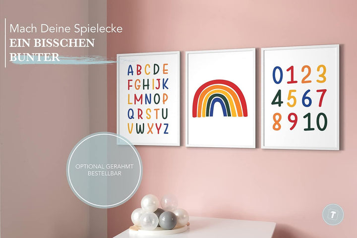 Papierschmiede® Kinderposter 3er Set Lernposter, B2 (50x70 cm) Wanddeko, Geschenk für Mädchen &amp; Jung