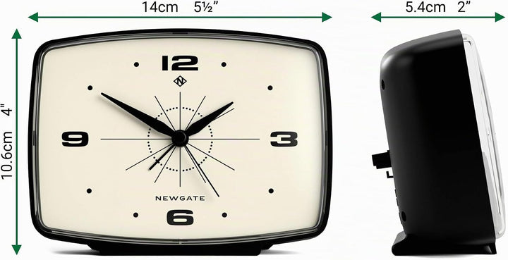 NEWGATE® Brooklyn Retro-Wecker/Tischuhr – rechteckiger Wecker – Schlafzimmerzubehör – Schreibtischzu