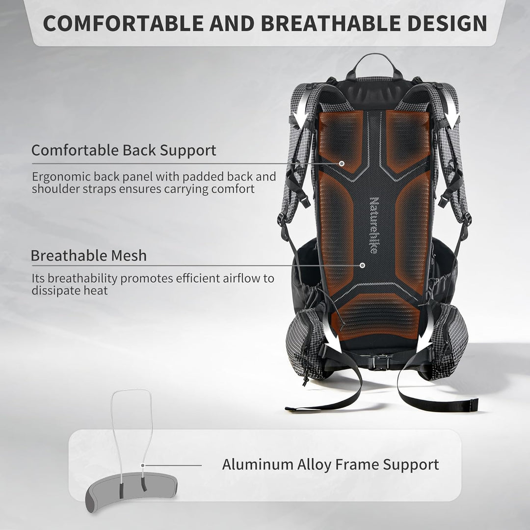 Naturehike Rock 2.0 Upgraded 30L Rucksack Interner Rahmen Wanderrucksack Herren Damen mit Regenhülle