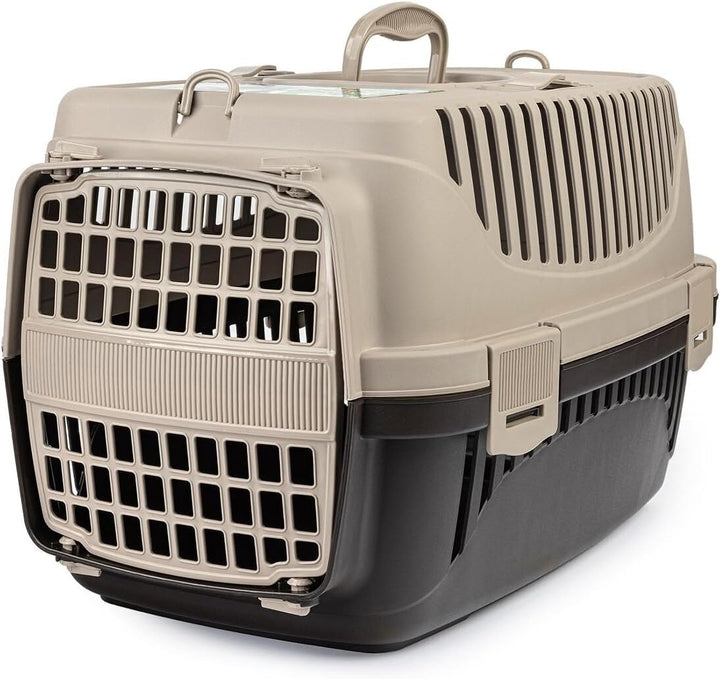 HAPPET Tiertransportbox Polly S Beige & Braun 48x32,5x31 cm – Robuste, gut belüftete Transportbox au