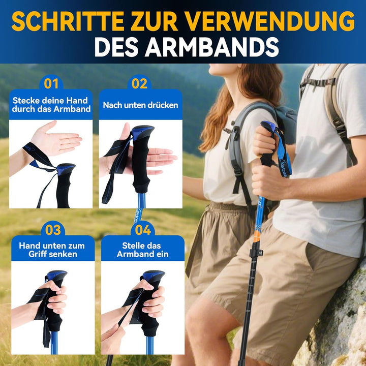 Clostnature Wanderstöcke Teleskop Aluminium - Nordic Walking Stöcke für Damen und Herren, 58-135cm L