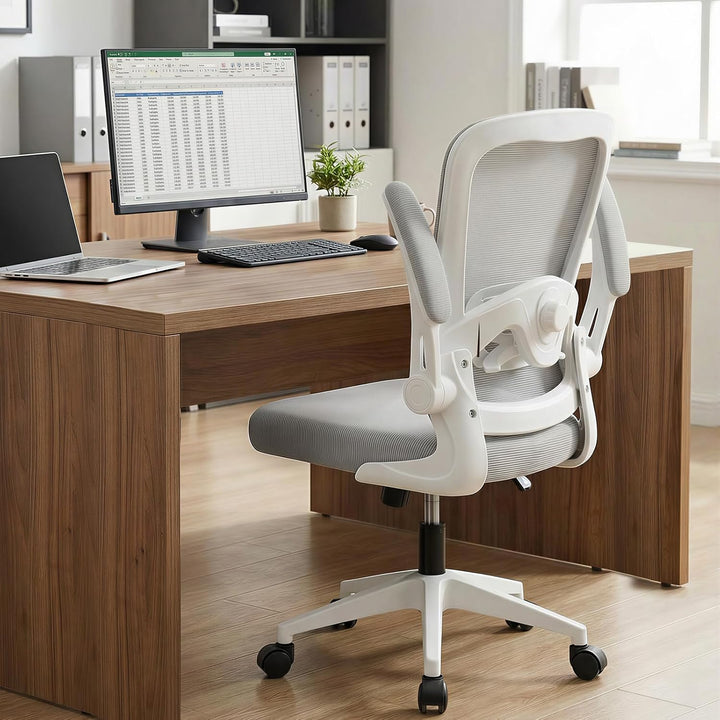 Bürostuhl Ergonomisch mit 4D Verstellbarer Lordosenstütze und Atmungsaktivem Mesh, Ergonomischer Sch