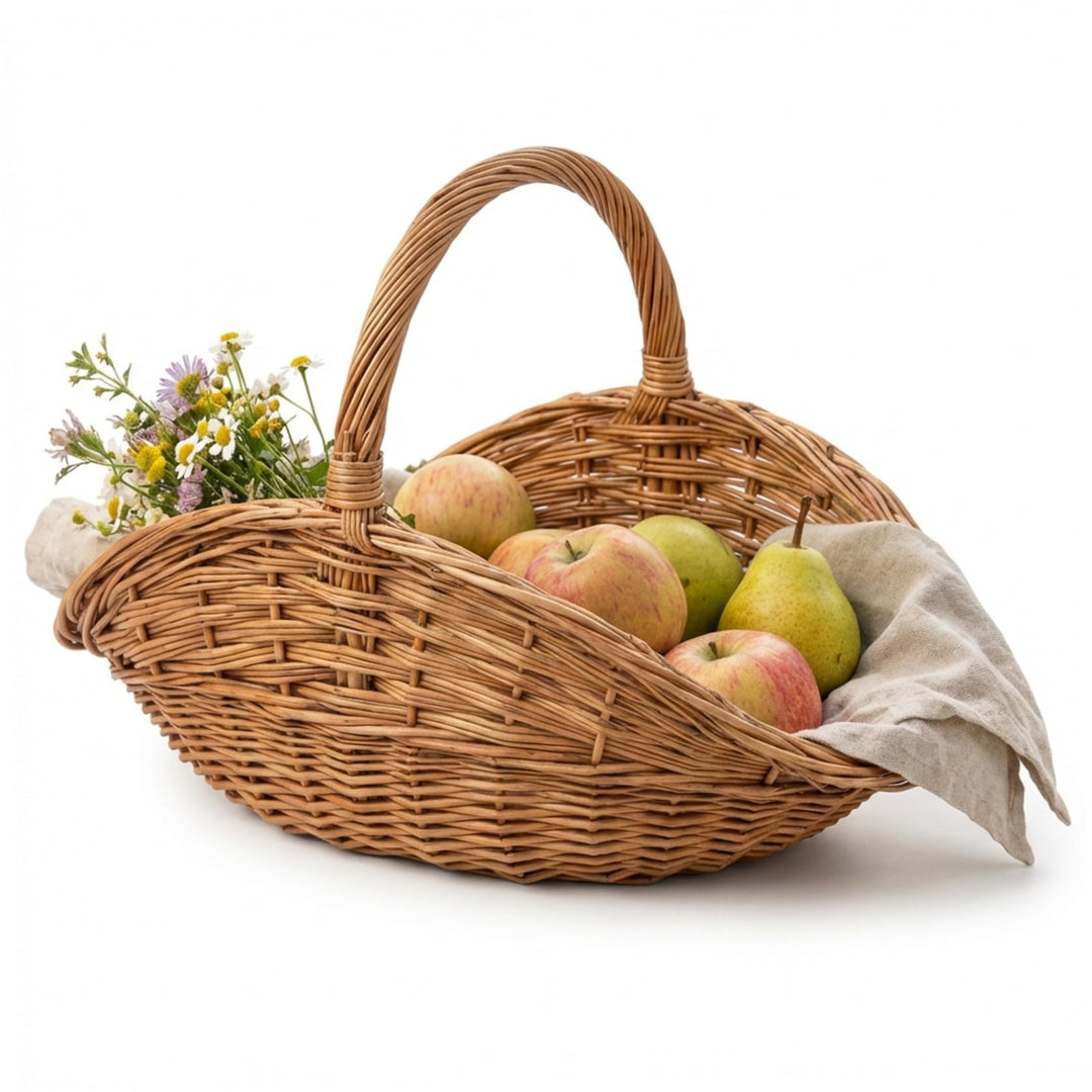 Erntekorb, handgewebter Gartenkorb mit Griff, grosse gewebte Picknickkörbe für Garten, Bauernhaus-De