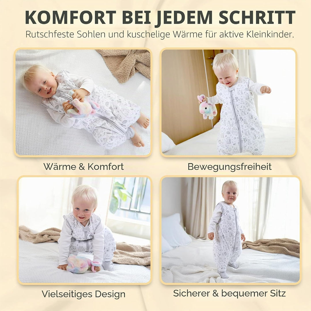 Mama Cheetah Baby Schlafsack, Bio-Baumwolle, Tragbare Babydecke, Schlafsack mit 2-Wege-Reissverschlu
