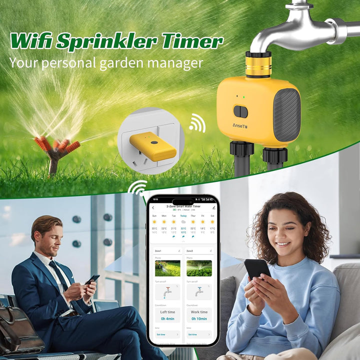 WLAN Bewässerungscomputer mit 2 Ausgängen Programmierbare für Garten,Rasen,Automatische Zeitgesteuer