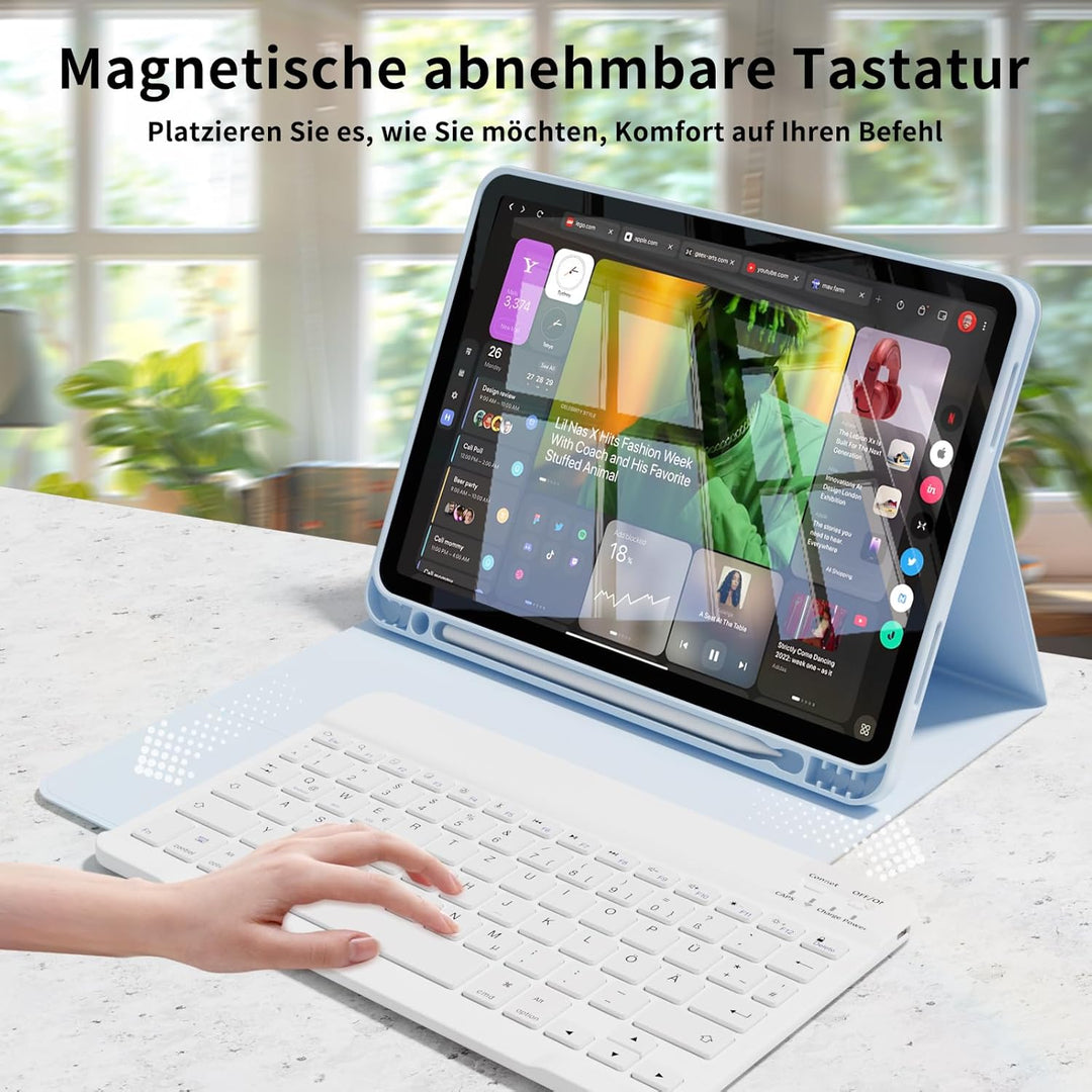 Hülle mit Tastatur für iPad Air 11 Zoll M4/M3/M2 (2026/2025/2024), iPad Air 5 4 2022/2020 10,9 Zoll,
