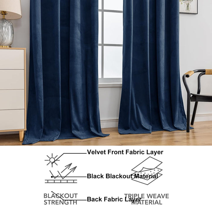 YSTELLAA Samtvorhang 2er Set, Gardinen Vorhänge, 140×280cm, Verdunklungsvorhänge Schlafzimmer Mit Ös
