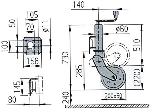 Alko Automatik Stützrad Schwerlast 500 kg PKW Anhänger Trailer Rad 200x50mm Alko-Nummer: 1212382