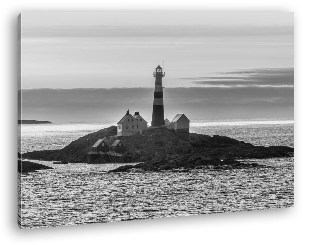 deyoli einsamer norwegischer Leuchtturm Format: 60x40 Effekt: Schwarz/Weiss als Leinwand, Motiv fert