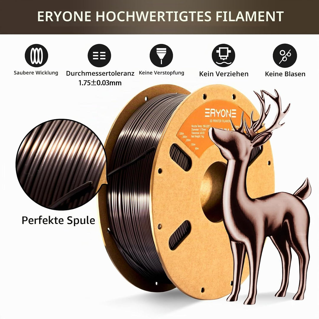 ERYONE Ultra Shiny Silk PLA Filament voor 3D Druker, PLA Filament 1.75mm, +/- 0,03mm,1kg 1 Spule, Ul