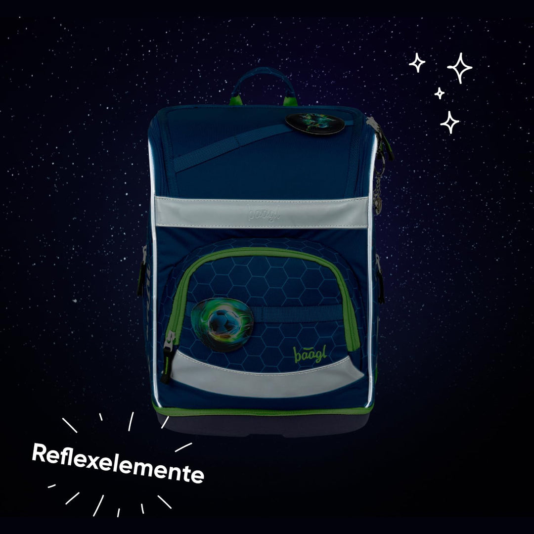 Baagl Schulranzen Jungen Set 3 Teilig (Zippy Schultasche für 1. Klasse, Mäppchen, Turnbeutel), Grund