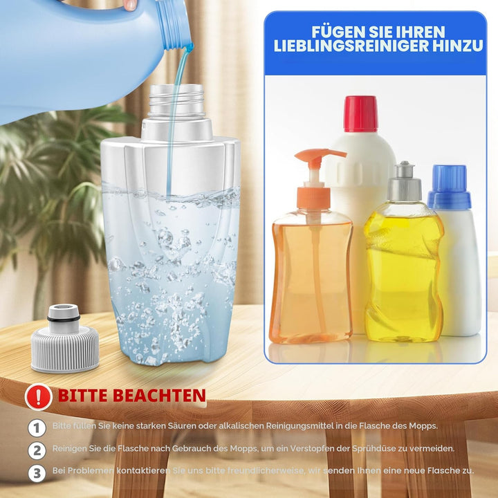 Bodenwischer mit Sprühfunktion - EXEGO Sprühwischer Bodenwischer mit 4-Mikrofaserbezug, Spray Mops W