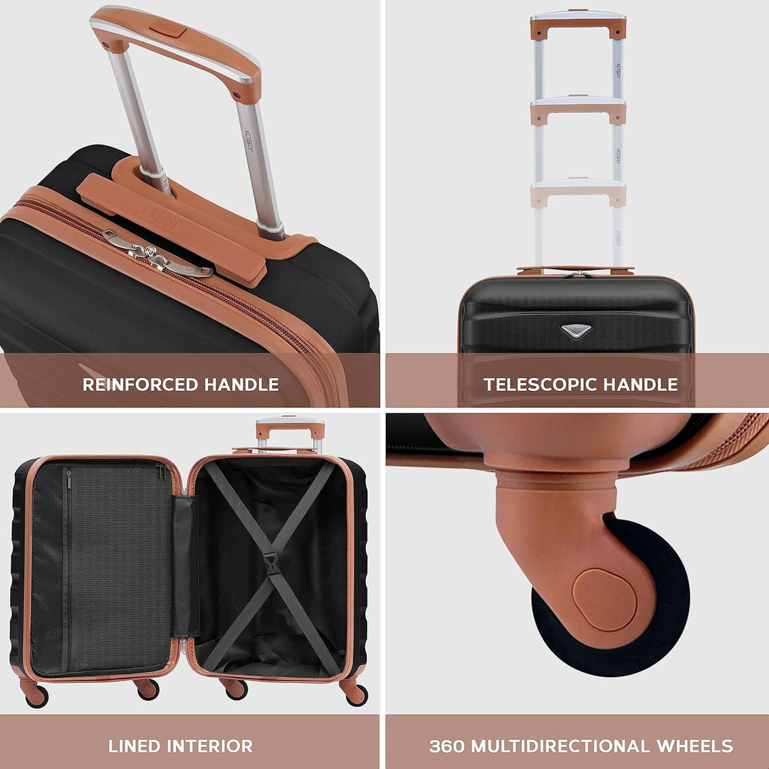 Flight Knight Leichte 4-Rad-ABS-Hartschalenkoffer Handgepack, zugelassen fur uber 60 Fluggesellschaf
