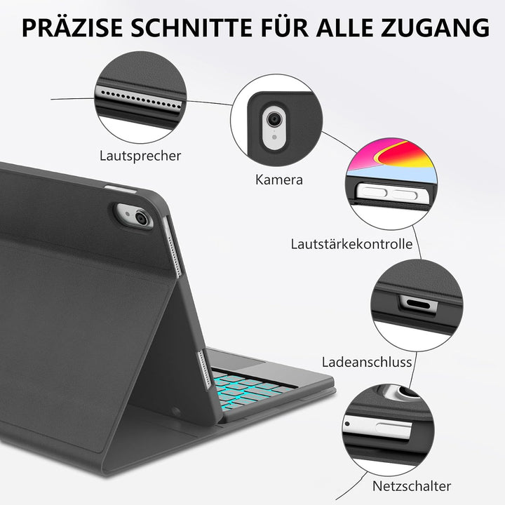 Hülle Tastatur für iPad A16 11. Gen 11" 2025, iPad 10. Gen 2022 10.9" | Touchpad Magnetische Hinterg