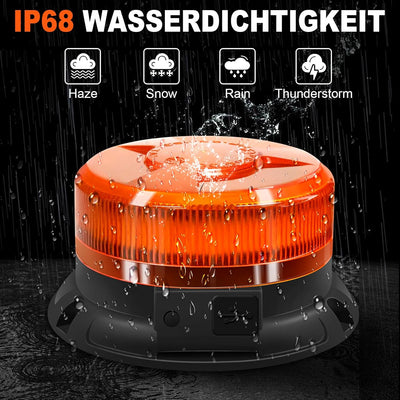 AnTom rundumleuchte akku Mit Fernsteuerung 9 Blitzmuster 12V 24V Gelb Warnleuchte led magnet mit 3 M