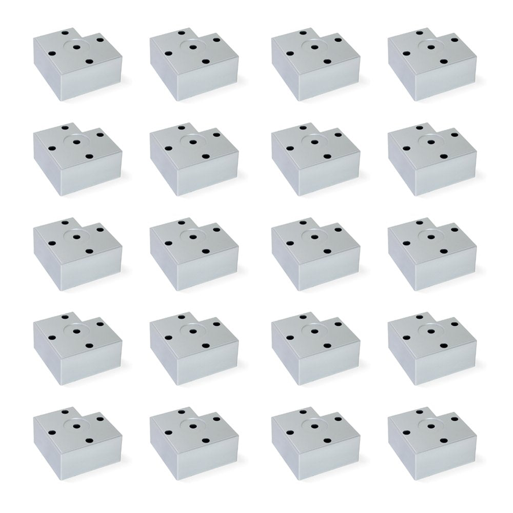 Emuca 2039225 Set aus 20 Füssen für Möbel/Schrank/Bett aus Aluminiumfarbenem Kunststoff, 45 mm H 45