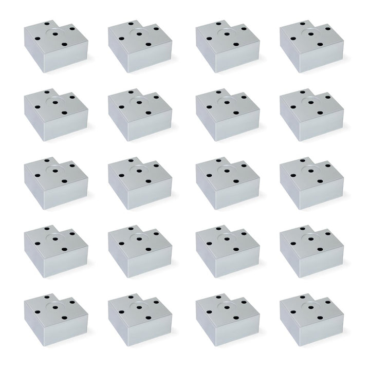 Emuca 2039225 Set aus 20 Füssen für Möbel/Schrank/Bett aus Aluminiumfarbenem Kunststoff, 45 mm H 45