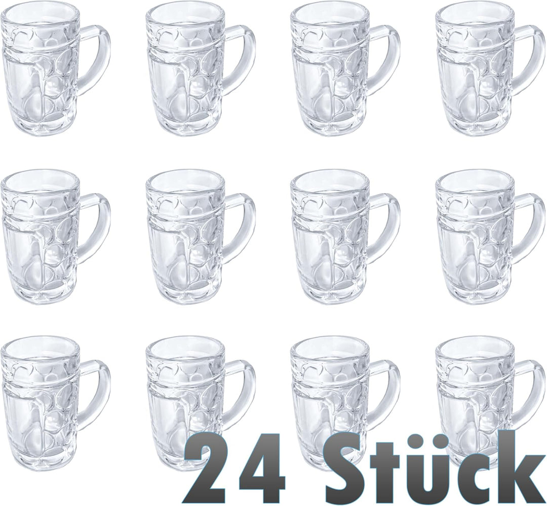 Carlso 24x Mini Bierkrug, Massglass, Seidel, Oktoberfest, Bayern Schnapsglas 4cl (12x rw/12x bw) 12