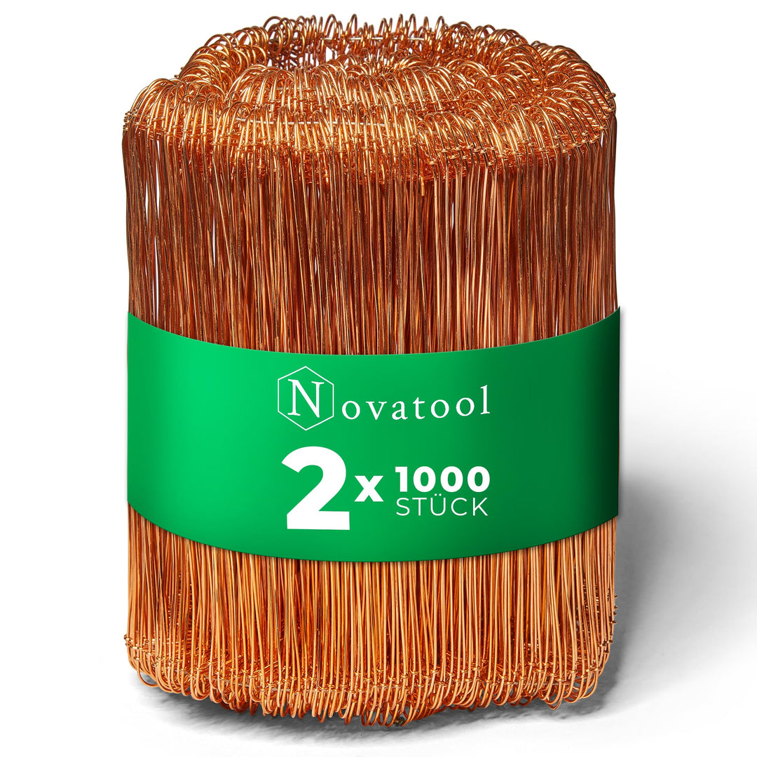 Novatool 2.000 Stück Rödeldraht mit Ösen 1,0 x 200mm Bindedraht verkupfert, robust & langlebiger Dri