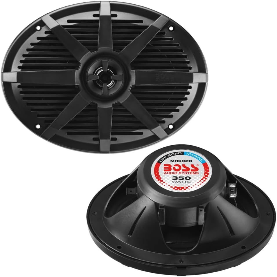 KIT Set FÜR BOSS Audio Systems MR692B 2 ovale 2-Wege-Marinelautsprecher, schwarz 6 x 9 15 x 23 cm 17
