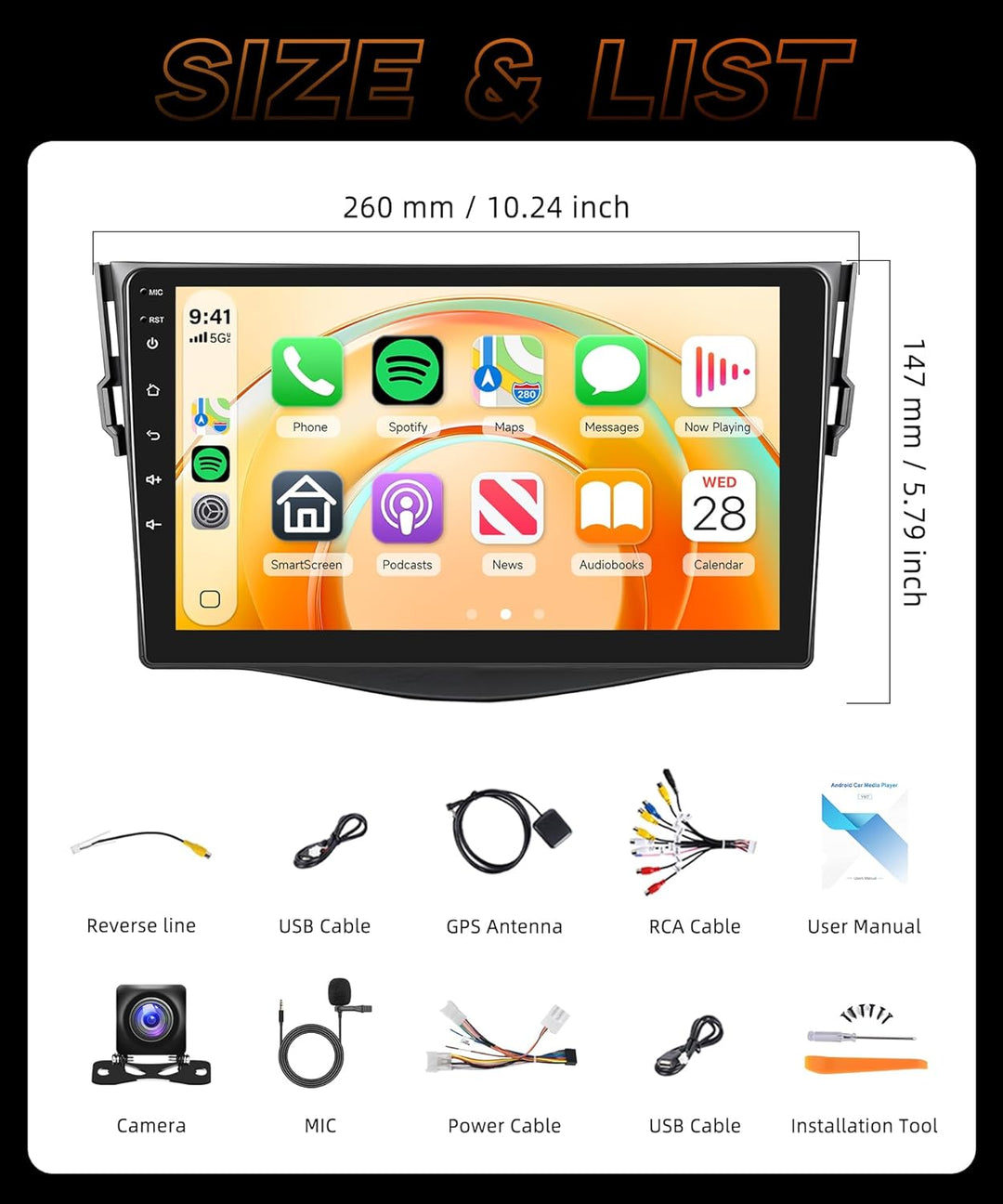 8 Core 6G+128G Android Autoradio für Toyota RAV4 2007-2012 Wireless Carplay Android Auto Navi WIFI 3