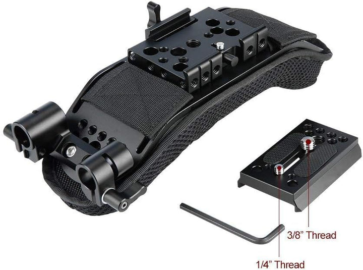 NICEYRIG 15mm Schulterpolster Rig Trägersystem mit QR Grundplatte Montage Lederhandgriffen für DSLR