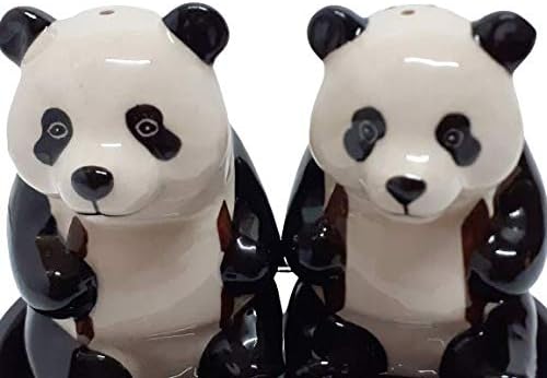 Keramik Salz- und Pfefferstreuer Set, Tiermotiv, Fauna, ca. 13 x 9 cm (Pandas), Pandas