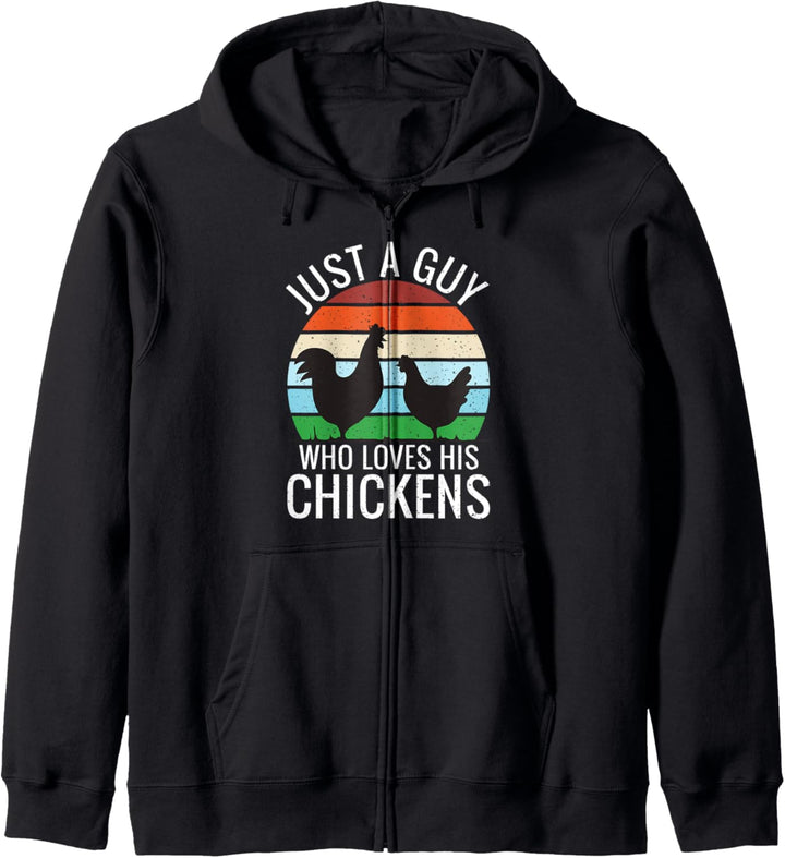 Just a Guy Who Loves Chickens Retro Vintage Style Huhn Kapuzenjacke