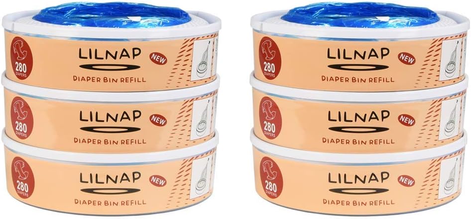 LILNAP - 6 Nachfüllkassetten kompatibel mit Angelcare Windeleimer & Litter Locker II (RUNDE KASSETTE