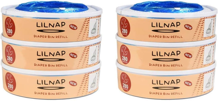 LILNAP - 6 Nachfüllkassetten kompatibel mit Angelcare Windeleimer & Litter Locker II (RUNDE KASSETTE