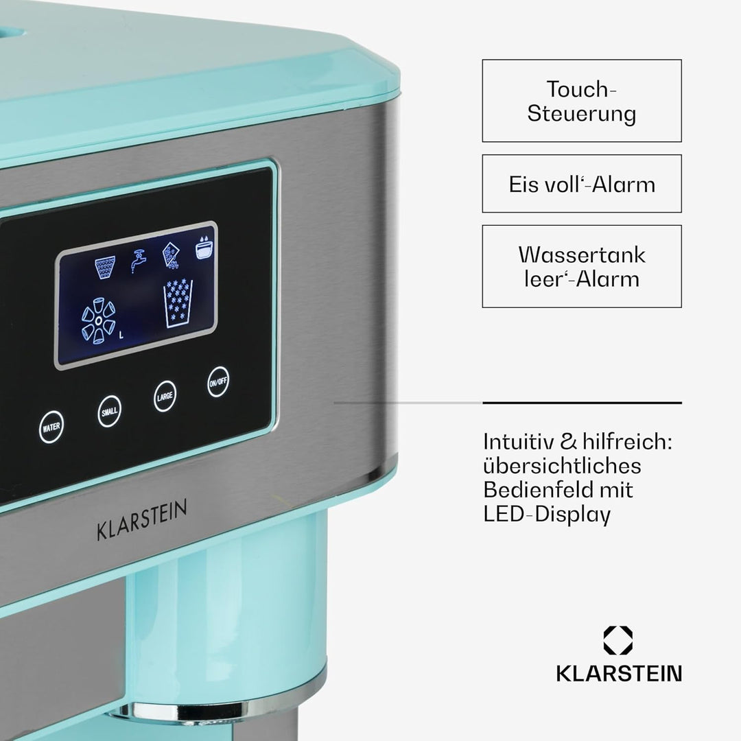 Klarstein Eiswürfelmaschine Klein, 1,8L Eiswürfelbereiter, Eiswürfelmaschine für Crushed und Bullet