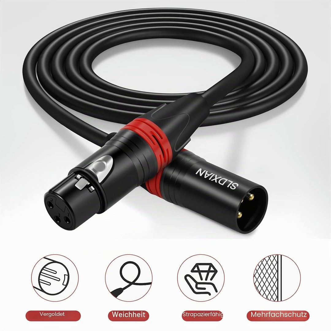 SLDXIAN XLR Kabel, Mikrofonkabel XLR Stecker auf XLR Busche, XLR Verlängerung für Verstärker, Mixer,