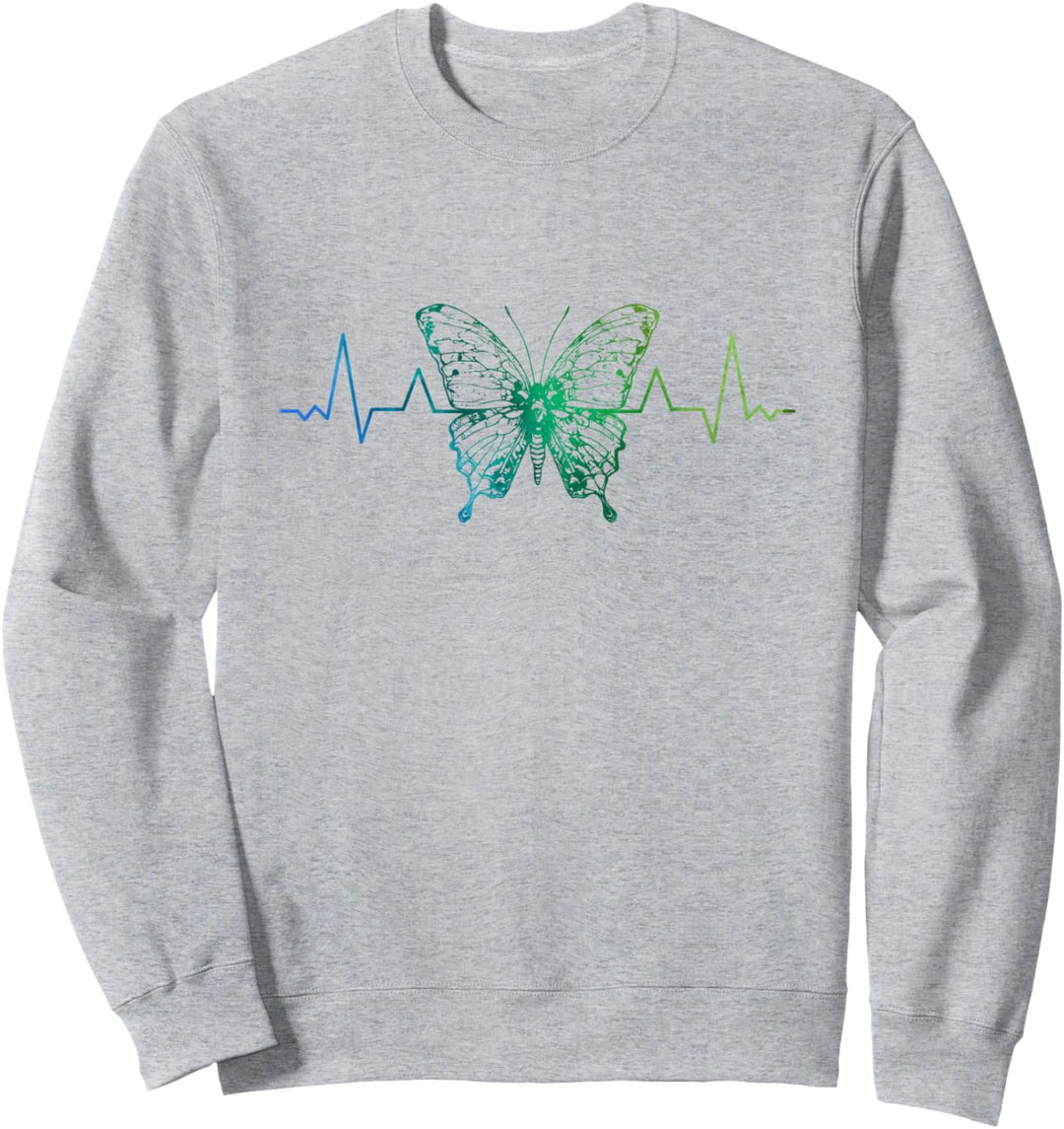 Bunte Schmetterlings-Herzschlag-Wildtierinsekten Sweatshirt