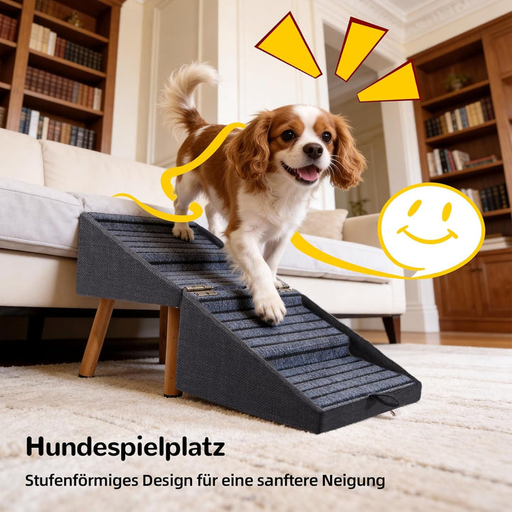 Hundetreppe für kleine Hunde, 2-in-1-Trittleiter und Ottomane – zusammenklappbare Hundetreppe für da