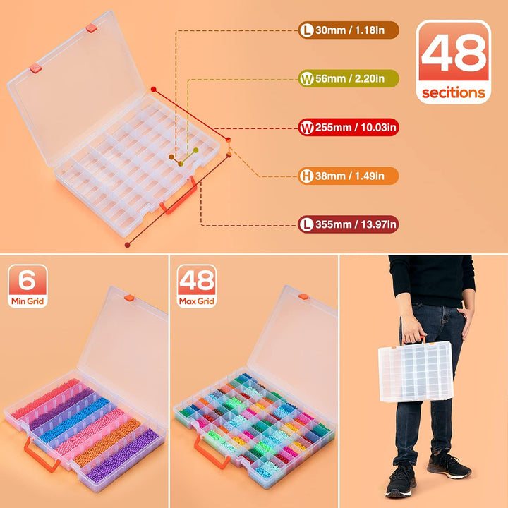 SOMELINE® Sortimentskasten mit 48 Fächern | Stabile Sortierbox für Schrauben, Kleinteile, Klein- und