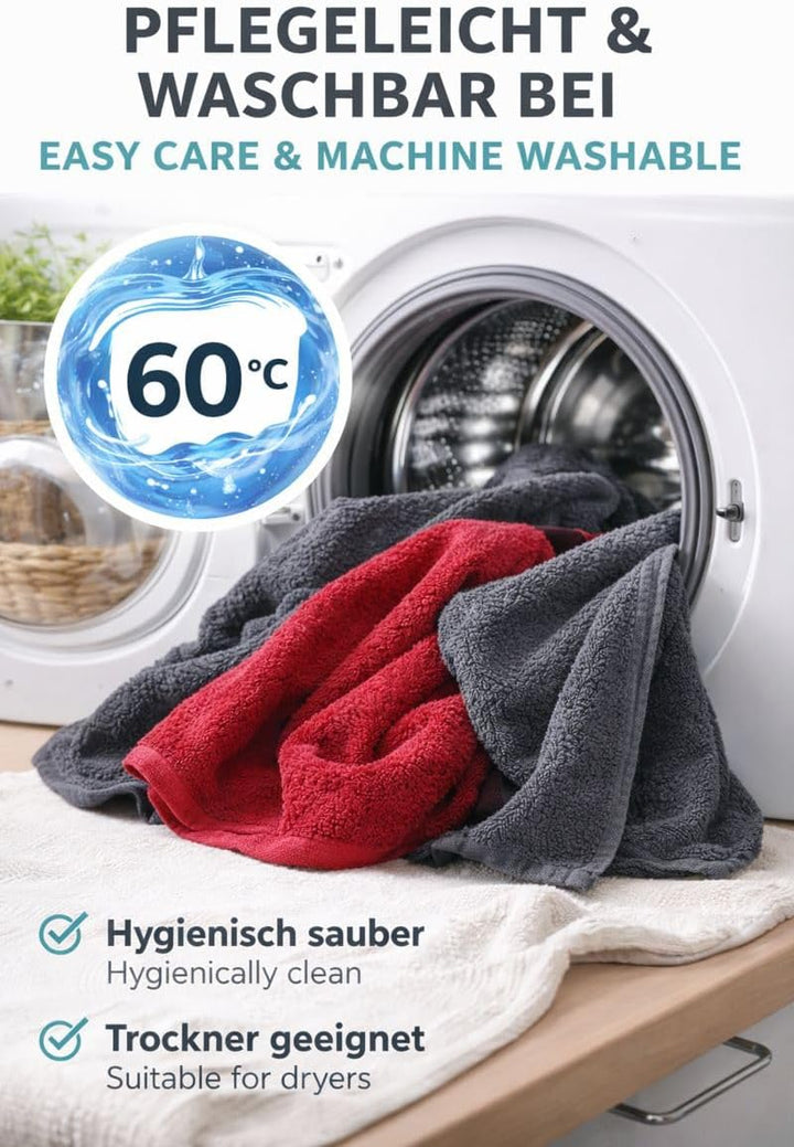 Betz 6 Stück Handtuch-Set Handtücher Premium 100% Baumwolle Grösse 50 cm x 100 cm rubinrot/Graphit