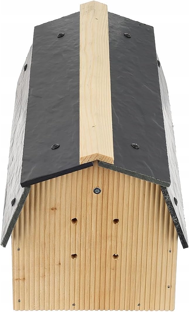 MAZUR Hummelhaus aus Holz | 17x29x14cm | Wetterfest Hummelhotel Haus | Hummelkasten | Hummelpension