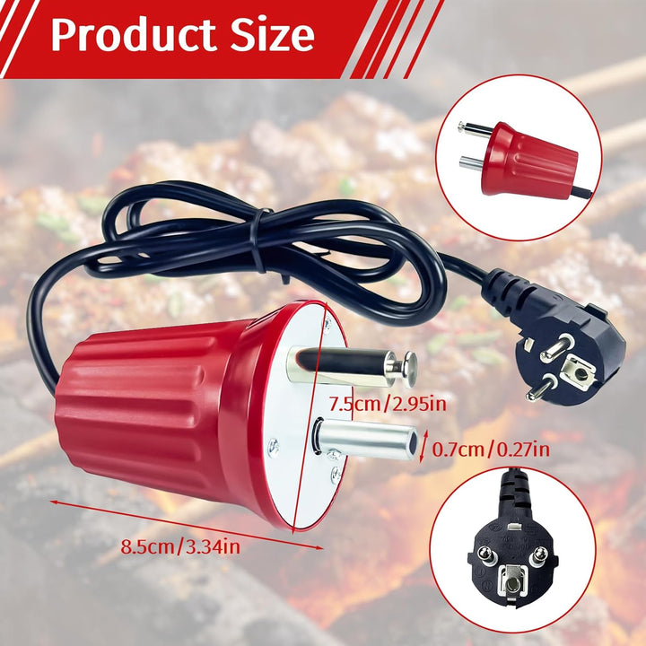 Grillmotor für Grillspiess, Elektromotor BBQ-Grillmotor 220V-240V Regelbar Outdoor Drehmotor für Rot