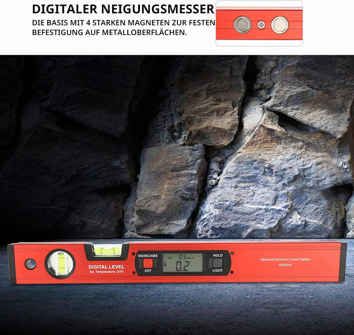 Professional Digitaler Neigungssensor, 360 ° Winkel Digitaler Wasserwaage mit LCD-Display Digitaler