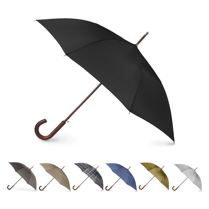 totes Automatisch öffnender Regenschirm aus Holz, Schwarz (Schwarz) - 9302, Schwarz