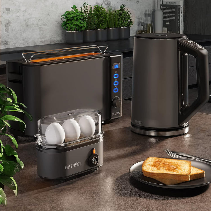 Arendo - Edelstahl Eierkocher Threecook - Egg Cooker - EIN AUS-Schalter - Wählbarer Härtegrad - 210